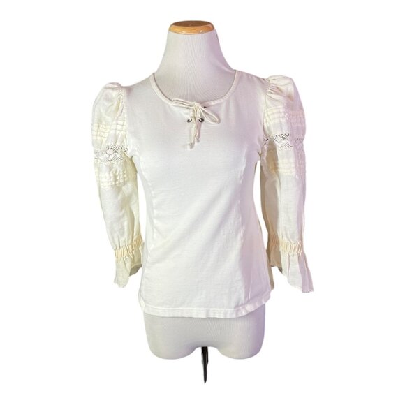 Vintage Country Line Size 36 Cream Top Puffed Sleeves *Flaws - Picture 11 of 16